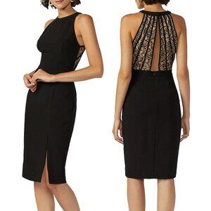 Adelyn Rae Cutout Lace Halter Cocktail Black Mini Minimalist Dress Wedding Guest